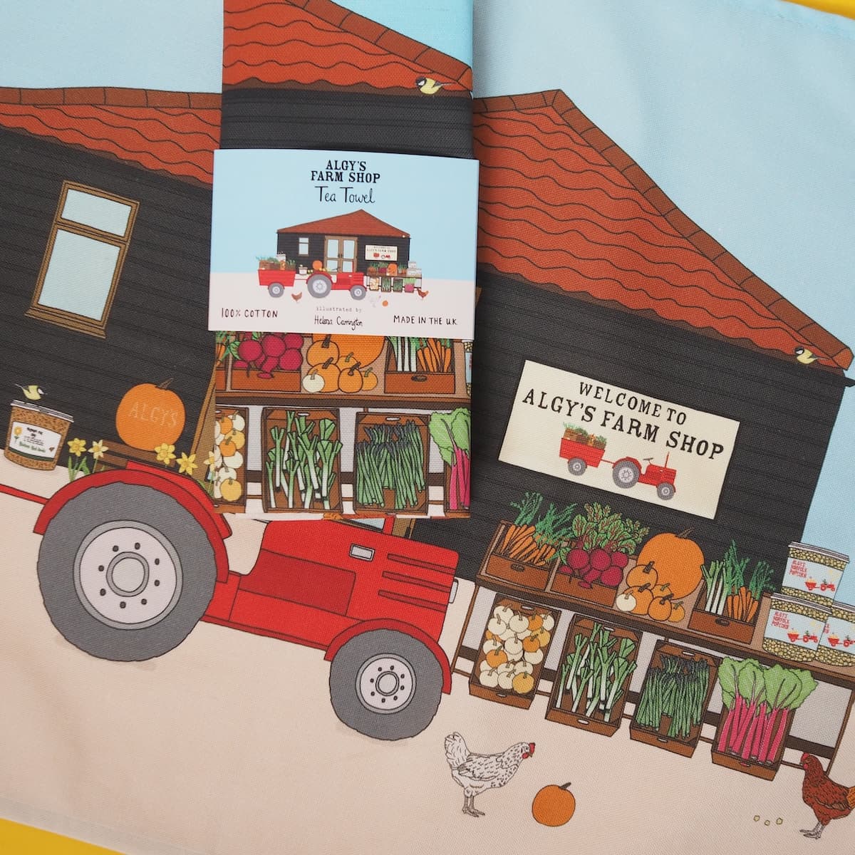 Algys Farm Shop custom tea towel design