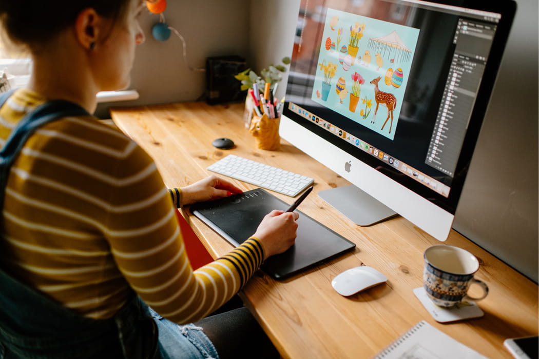Helena creating Holkham Hall designs