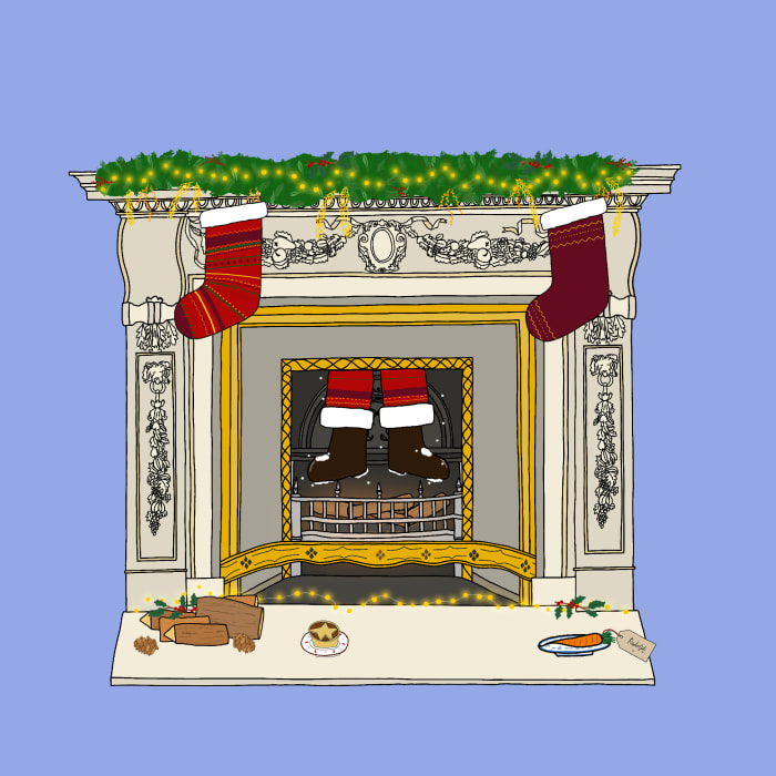 Holkham Hall Christmas fireplace