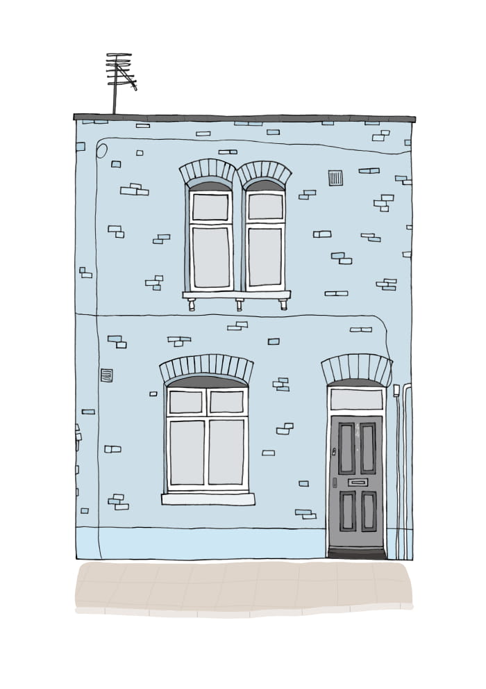 Little blue house portrait