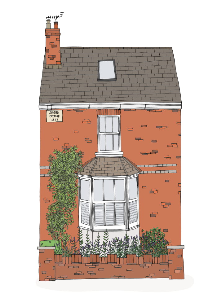 Spring cottage illustration