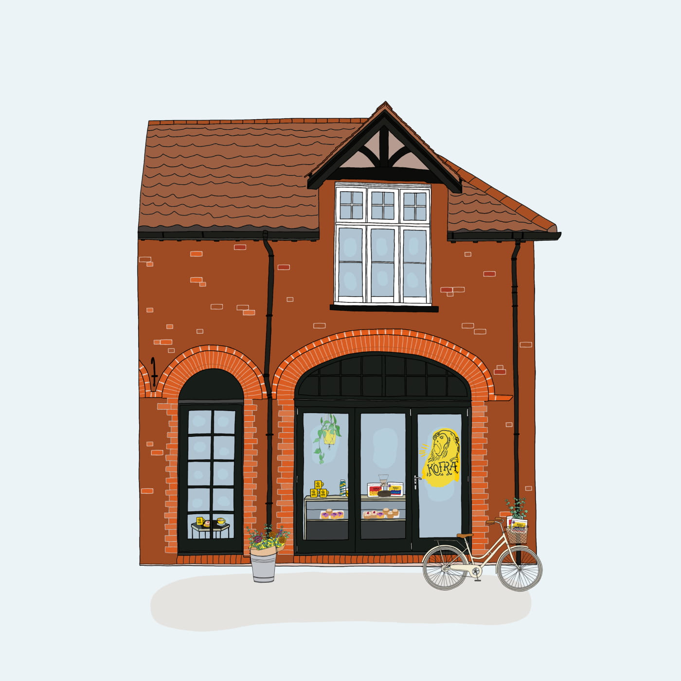 Kofra Trowse coffee shop illustration